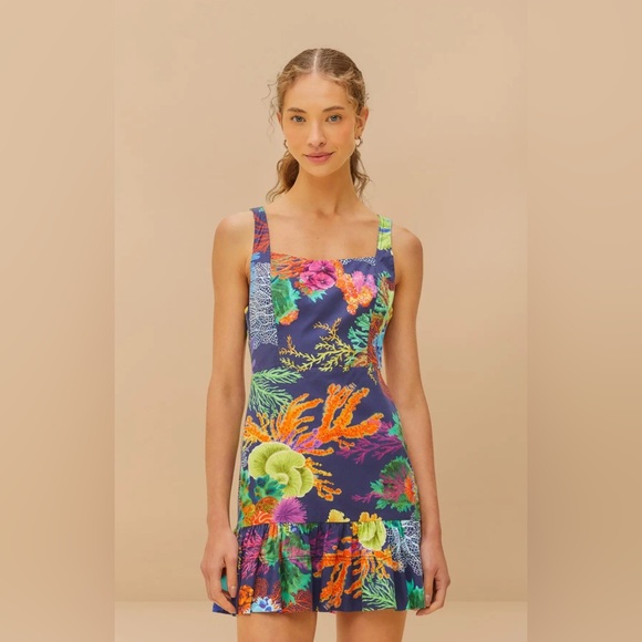 FARM Rio Vibrant Coral Garden Mini Dress - Picture 1 of 1
